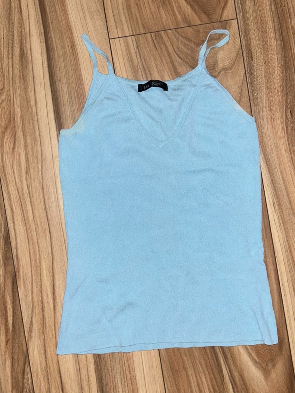 Light Blue Knit V-Neck Cami Top by